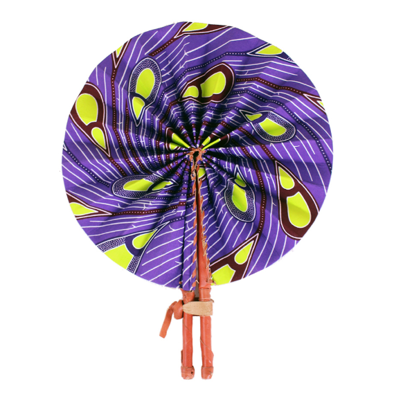 Purple Peacock Tail Folding Fan - Harambee Crafts 