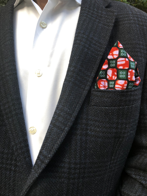 LAVENDER GEOMETRIC MEN'S AFRICAN POCKET SQUARE - Harambee Crafts 
