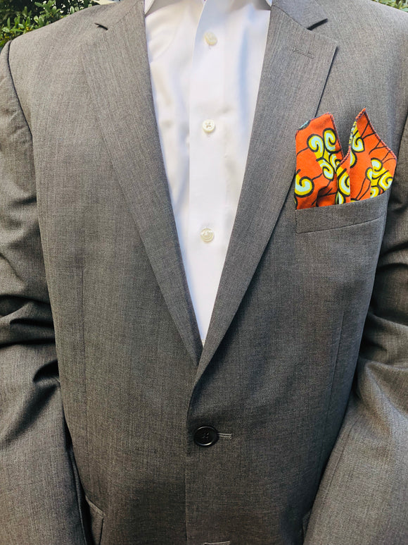 SPICED ORANGE MEN'S AFRICAN POCKET SQUARE - Harambee Crafts 